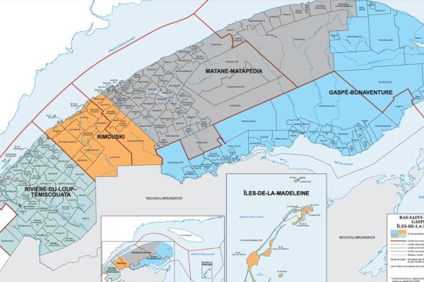 Carte électorale ronfonte prévue Gaspésie