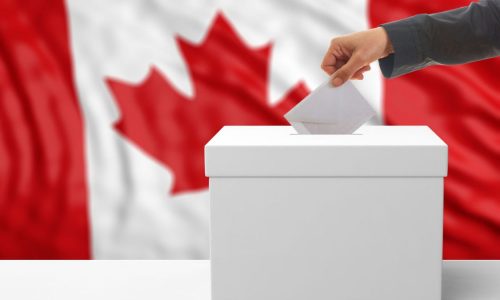 Vote au fédéral avec drapeau canadien